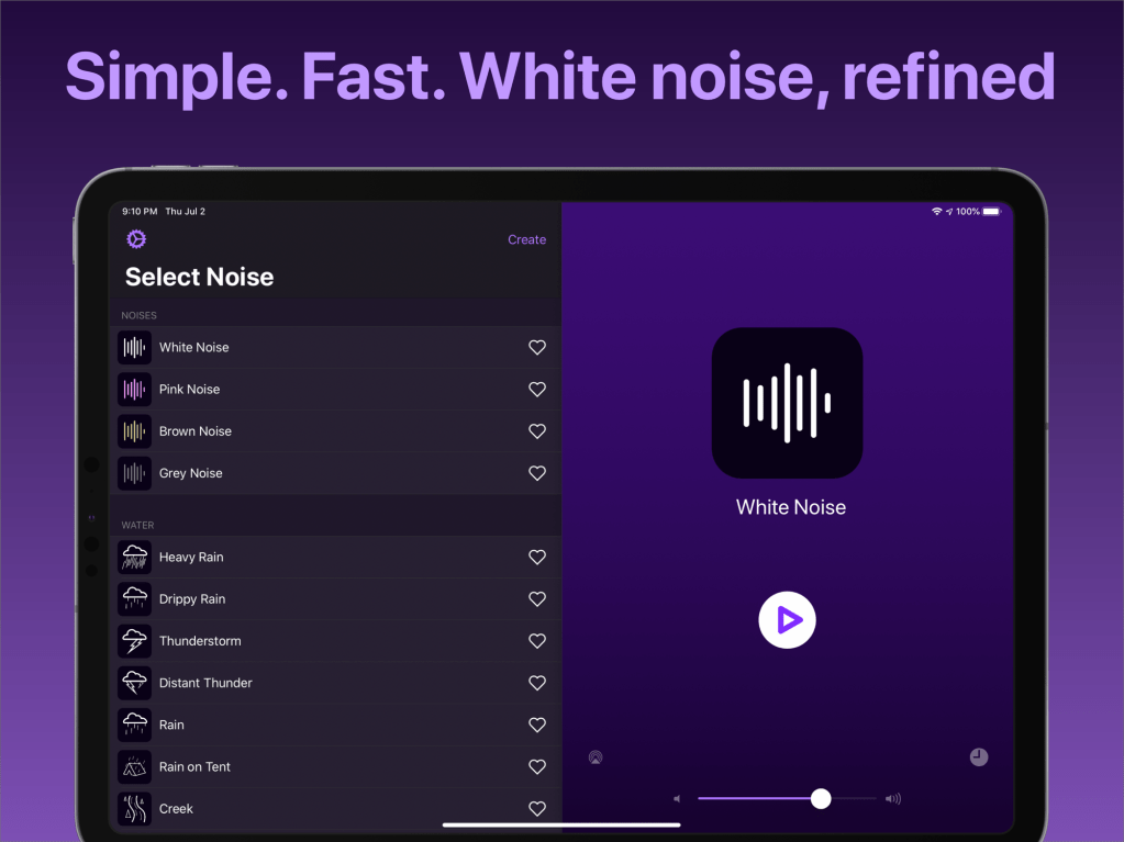 Dark Noise app on iPad